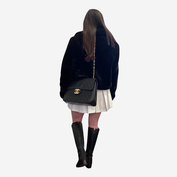 Authentic Vintage Chanel Lambskin Quilted Maxi Flap w 24k Gold-Plated Hardware - Picture 15 of 15